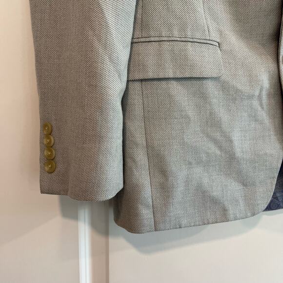 Chaps Mens Slim‎ Fit Sports Coat Blazer Linen Blend Light Grey Size 38R - Picture 2 of 11